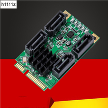 Tarjeta controladora Mini PCI-E SATA, 4 puertos, SATA III, 6G, PCI Express Marvel 88SE9215, SATA3.0 2024 - compra barato