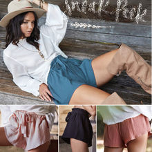 Women Female Casual Shorts Ladies High Waist Short Pants With Belt Solid 2024 - buy cheap