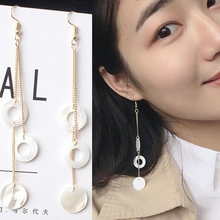 Cute Girls Natural Cameo Shell Coin Drop Earring With Shell Long Chain Tassil Gold Color Dangle Earing Women Jewelry Party Gift 2024 - buy cheap