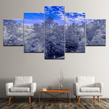 Canvas Painting White trees forest with blue sky landscape 5 Pieces Modular Wallpapers Poster Print for living room home Decor 2024 - buy cheap