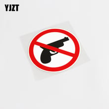 YJZT 10.8CM*10.8CM Interesting Warning Mark Prohibit Gun Car Sticker PVC Decal 13-0203 2024 - buy cheap