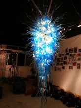 Роскошная хрустальная синяя большая люстра из муранского стекла в стиле арт-деко 2024 - купить недорого