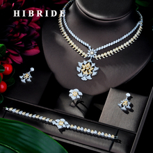 HIBRIDE Charm Dubai Jewelry Sets Nigerian Wedding African Beads Crystal Bridal Jewellery Set Ethiopian Jewelry Parure 4pcs N-136 2024 - buy cheap