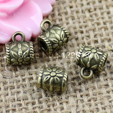 50pcs/lot Zinc Alloy Bronze Tone Charm Pendant Bails Cord end For Necklace DIY Jewelry Making Accessories 8x10mm hole:3mm K01788 2024 - buy cheap