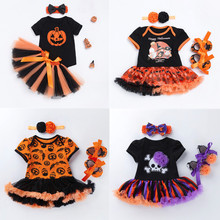 Hot Newborn Baby Girls Rompers Children Pumpkin Print Jumpsuit Tutu Skirt 3 piece Clothing Set Kids Halloween Party Outfits Gift 2024 - buy cheap