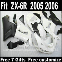 Conjunto de carenagem de plástico para kawasaki zx6r, conjunto de peças da ninja 2005, preto e branco, para modelos 2006, 636 2024 - compre barato