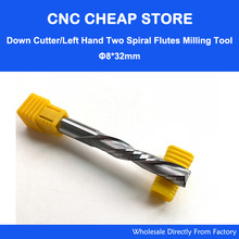1pcs AAA 8x32mm Left Handed DOWN Cut Two Flutes Spiral Carbide Mill Tool Cutters for CNC Router, Wood End Mill Cutter Bit 2024 - buy cheap
