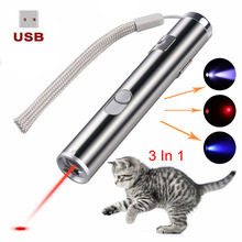 USB Rechargeable 3 In 1 Mini Red Laser Pointer lazer Pen Flashlight Charging UV Torch Hunting Laser Sighter Multifunction Lamp 2024 - buy cheap