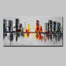 Mintura Handpainted Thick Texture Abstract City Building Oil Painting On Canvas Wall Art Picture For Living Room Home Decoration 2024 - buy cheap
