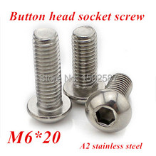100pcs/lot M6*20 Bolt A2-70 ISO7380 Button Head Socket Screw/Bolt SUS304 Stainless Steel M6X20mm 2024 - buy cheap