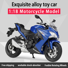Welly-modelo de motocicleta de aleación de GSX-S1000F para niños, juguete absorbente de acortamiento funcional, colección de juguetes, SUZU & KI, 1:18, 2017 2024 - compra barato