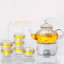 Tetera de vidrio transparente de 600ml, 6 tazas, calentador de calabaza, infusor, utensilios de cocina para el hogar, café y té 2024 - compra barato