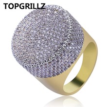 TOPGRILLZ Hip Hop Iced Out Bling Ring Gold Color Micro Pave Cubic Zircon Round Rings With 7,8,9,10,11 Five Size For Male Jewelry 2024 - buy cheap
