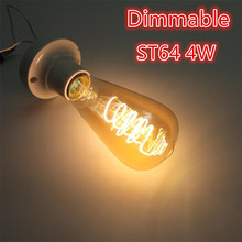 A60 ST64 G80 Vintage Spiral Lamp AC110-220V Dimmable 4W 2200K LED Soft Flexible Filament Bulb For Bar home decor Free Shipping 2024 - buy cheap