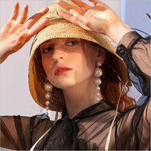 Pendientes largos de perlas de imitación para mujer, aretes de gota con estilo para boda, fiesta, nueva moda 2024 - compra barato