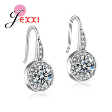 New Fashion Clear CZ Crystal Charm Stud Earrings Elegant 925 Sterling Silver Wedding Bridal Earrings For Women Female 2024 - buy cheap