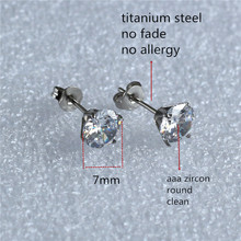 Pendientes redondos de titanio para mujer, aretes de 7mm de circonita limpia, 316L de acero inoxidable, plantación IP, No se decolora, No produce alergia 2024 - compra barato