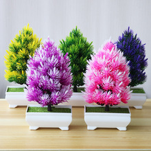 Artificial Flowers Fake Green Pot Pine Bonsai Simulation Artificial Potted Plant Ornament Home Decor Coloful Wedding Decoration 2024 - buy cheap