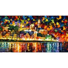 Contemporary art fiesta in the harbor knife oil painting canvas beautiful landscape pictures for wall decor 2024 - buy cheap