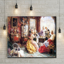 Impresiones de lienzo de chat de fiesta noble clásica, figura de corte, pintura al óleo impresa en lienzo, decoración de arte de la pared, imagen 2024 - compra barato