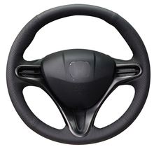 Protector de cuero Natural negro para volante de coche, para Honda Civic 8 2006-2009 (3-radios) 2024 - compra barato