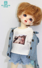 Doll clothes fits 27cm-30cm 1/6 BJD doll gray fashion denim vest T-shirt trousers 2024 - buy cheap