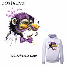 ZOTOONE Patches for Clothing Glasses Monkey Heat Transfer DIY Accessory Decoration Iron on Patch Beaded Applique Clothes Tshirt 2024 - buy cheap