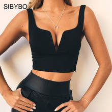 Sibybo Backless V-Neck Short Summer Tops Women Sleeveless Slim Sexy Crop Top Women Solid Beach Casual Tank Top Women 2024 - buy cheap