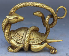 Chinese Solid Copper Fengshui Mythical Animals Dragon Turtle Snake evil Statue 2024 - buy cheap