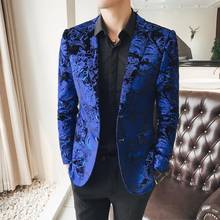 Blue Velvet Blazer Men 2018 New Luxury Slim Fit Vintage Mens Blazer Jacket Business Causal Party Stylish Blazers For Men 2024 - buy cheap
