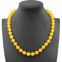 Charms Yellow Jades Round Beads Short Chain Necklace Natural Translucent Crystal Stone Necklaces Jewelry Elf on Neck 18" A781 2024 - buy cheap