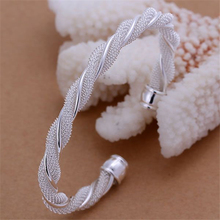 KN-B020 Wholesale Silver Color Bracelets Factory Price Free Shipping New Arrival Fashion Jewelry Twisted Web Silvery Bangle 2024 - buy cheap