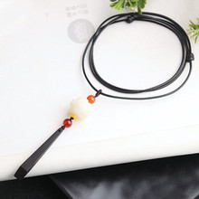 New natural stone lotus necklace short clavicle chain necklace Bodhi red onyx women choker necklace new arrival vintage jewelry 2024 - buy cheap