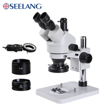 Microscópio trinocular para reparo de telefone celular, zoom 3.5, 90x, hd, estéreo, industrial, de alumínio, com luz de anel 2024 - compre barato