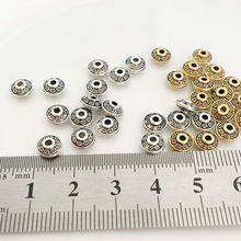 Cuentas de Metal tibetano, diámetro de 50 Uds. Colgante de 6mm con forma de ovni, colgante ovalado de oro antiguo y plata, para pulseras de joyería, bricolaje 2024 - compra barato