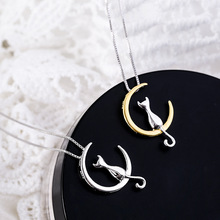 RYOUCUTE модные серебряные ювелирные изделия с длинной цепочкой, корейские лунные ожерелья с котом для женщин, свадебные украшения 2024 - купить недорого