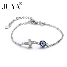 2018 NEW design Micro Pave CZ Rhinestone Cross With Evil Eye Bracelets For Women Jewelry Gift manchette bracelet femme bijuteria 2024 - buy cheap