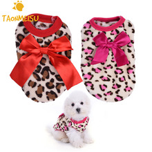 Pet Dog Puppy Clothes Dogs Bowknot Costume Pajamas Clothing With Leopard Pattern Hoodie  Coat Coats For small milk Puppy Dogs 2024 - buy cheap
