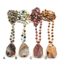 Free Shipping Fashion Bohemian Tribal Jewelry Semi Precious Stones Rosary Chain Women Ethnic Pendant Necklaces 2024 - buy cheap
