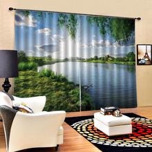 Customized size Luxury Blackout 3D Window Curtains For Living Room nature curtains blue sky and green scenery crutain 2024 - buy cheap