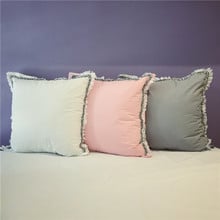 Lannidaa Grey Tassel Cotton Cushion Cover Decorative Pillowcase White Pink Grey Pentagram Square Pillow Cover For Sofa Chair Car 2024 - buy cheap