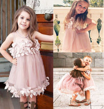 Cute Summer Toddler Kids Girls Princess Dress Sleeveless Wedding Dress Tulle Petal Formal Party Dresses 2024 - buy cheap