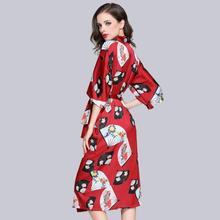 Winer red Female Robe Kimono Bathrobe Gown With Belt Print Flower Sleepwear Sexy Nightgown Nightwear Lady Wedding Gift 2024 - buy cheap