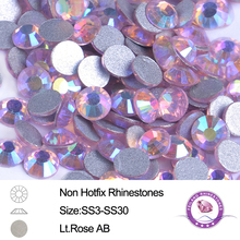 Non Hotfix Rhinestones Lt.Rose AB 2-10 Gross SS3-SS30 Flatback Round Glass Nail Art Stone Bags Garment Shoes Decorations 2024 - buy cheap