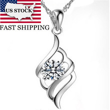 US STOCK Women Crystal Necklace Pendant Brincos Silver Flowers Jewelry Purple Necklaces Pendants Accessories Uloveido N570 2024 - buy cheap