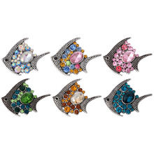 5pcs/lot New Snap Button Jewelry Colorful Rhinestone Fish Snap Jewelry Fit 18mm Snap Necklace Bracelets Women Men Jewelry 2024 - buy cheap