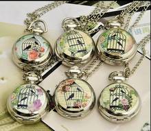 Coupon for wholesale buyer price good quality silver fashion new enamel bird cage birdcage pocket watch necklace hour clock gift 2024 - buy cheap