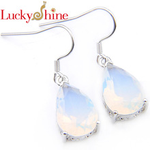 Luckyshine 2 Pcs Jewelry Fire Water Drop White Moonstone Crystal Silver Plated Wedding Drop Earrings Russia Australia Earring 2024 - buy cheap