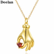 DEELAN necklace for women Romantic red heart zircon palm jewelry Girl Crystal Adjustable Necklace fasion jewellery accessories 2024 - buy cheap