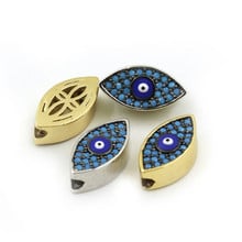 horse eye shape beads Evil eye bead  CZ micro paved double sided CZ Micro pave finding Cubic Zircon CZ space 2024 - buy cheap